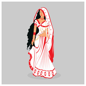 bengali girl in sharee digital illustration by LazyDihan on DeviantArt