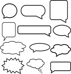 Set of speech bubbles, chat icon vector, thought bubble style illustration.
