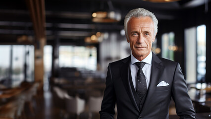 Fototapeta premium Confident and Elegant: Handsome Middle-Aged Businessman Strikes a Pose