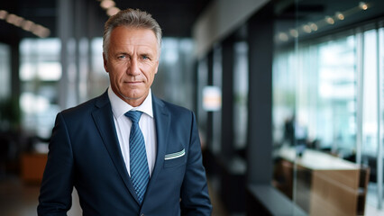 Fototapeta premium Confident and Elegant: Handsome Middle-Aged Businessman Strikes a Pose