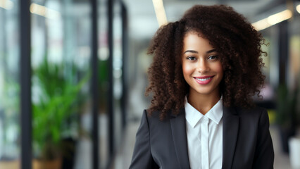 Obraz premium Confident African American Businesswoman in Elegant Work Attire