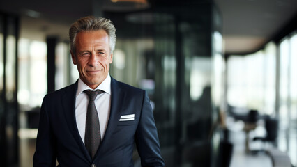 Confident and Elegant: Handsome Middle-Aged Businessman Strikes a Pose