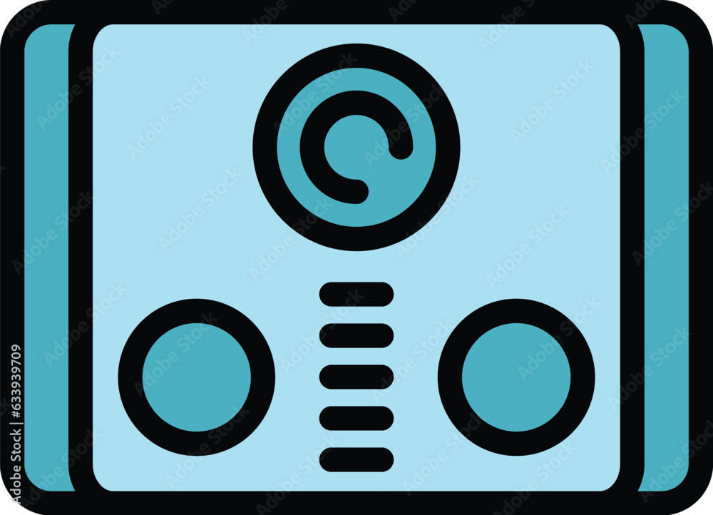 Poster door video intercom icon outline vector. bell system. camera security color flat