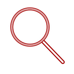 Red magnifying glass icon isolated on white. Search icon in flat style. Trendy magnifying glass icon for search and zoom symbol, sign, ui, web site and magnifier logo. Modern magnifying glass vector