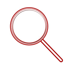 Red magnifying glass icon isolated on white. Search icon in flat style. Trendy magnifying glass icon for search and zoom symbol, sign, ui, web site and magnifier logo. Modern magnifying glass vector