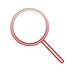 Red magnifying glass icon isolated on white. Search icon in flat style. Trendy magnifying glass icon for search and zoom symbol, sign, ui, web site and magnifier logo. Modern magnifying glass vector