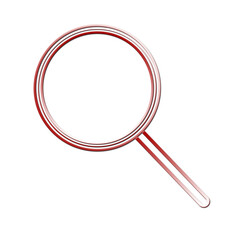 Red magnifying glass icon isolated on white. Search icon in flat style. Trendy magnifying glass icon for search and zoom symbol, sign, ui, web site and magnifier logo. Modern magnifying glass vector
