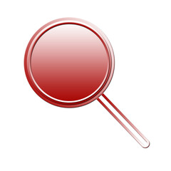 Red magnifying glass icon isolated on white. Search icon in flat style. Trendy magnifying glass icon for search and zoom symbol, sign, ui, web site and magnifier logo. Modern magnifying glass vector