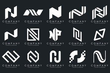 set of Abstract letter N logo design. modern creative logotype monogram icon design inspiration.