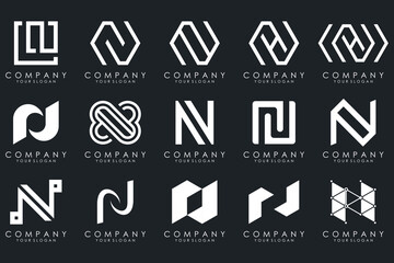 set of Abstract letter N logo design. modern creative logotype monogram icon design inspiration.