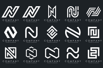 set of Abstract letter N logo design. modern creative logotype monogram icon design inspiration.