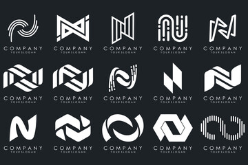 set of Abstract letter N logo design. modern creative logotype monogram icon design inspiration.