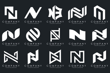 set of Abstract letter N logo design. modern creative logotype monogram icon design inspiration.