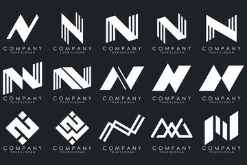 set of Abstract letter N logo design. modern creative logotype monogram icon design inspiration.