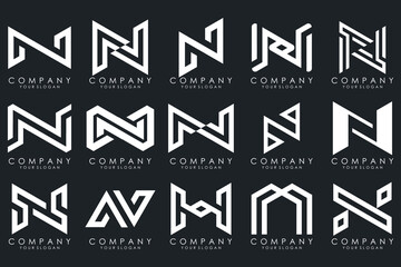 set of Abstract letter N logo design. modern creative logotype monogram icon design inspiration.