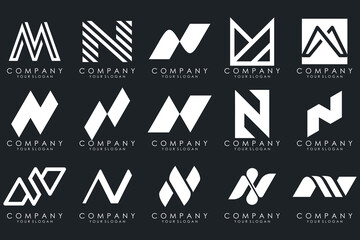set of Abstract letter N logo design. modern creative logotype monogram icon design inspiration.