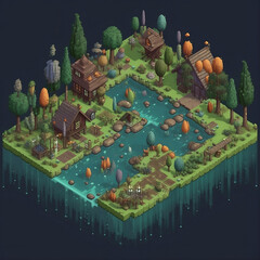 isometric swamp biome for games