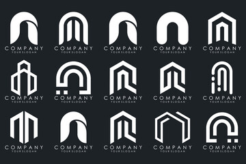 set of Abstract letter N logo design. modern creative logotype monogram icon design inspiration.