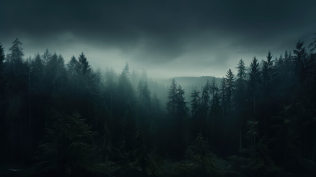 Fototapeta Dark scary forest 