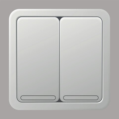 Realistic switcher icon. Home buttons plastic light toggle. Interior wall electric switch. Power electrical switcher isolated on white background