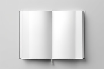 Blank opened book mockup, top view, isolated on white background. Generative AI - obrazy, fototapety, plakaty