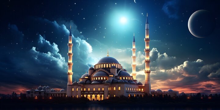 Beautiful mosque islamic background , Tranquil Ottoman Turkish Mosque Views © Hadi