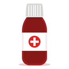 container with medicine on white background