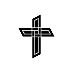 Modern and Trent logos. Cross logo with labyrinth concept