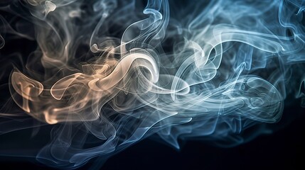 The close up view reveals the mesmerizing patterns and textures within the smoke, The ethereal quality of the smoke against the dark background. 
