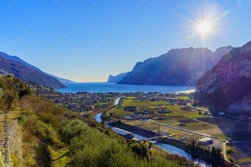 Wall mural view from the north on lake garda