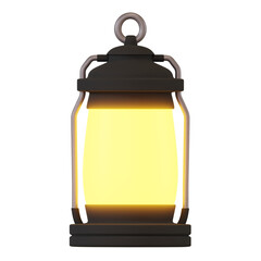 3D Render of Camping Lantern in Cartoon Style. Autumn Concept Illustration