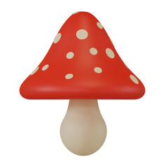 3D Render of Poison Red Mushroom in Cartoon Style. Autumn Concept Illustration