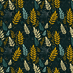 Seamless floral pattern background with leaves elements