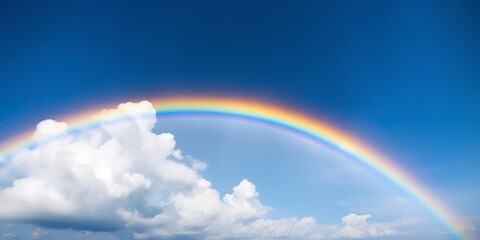 Rainbow in the Bright Blue Sky. AI Generative
