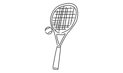 line art of tennis racket and ball