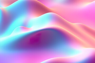 Obraz premium Gradient holographic Iridescent waves, frosted glass, soft textured gradient, and isometric, reflections. 