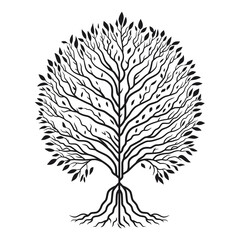 Obraz premium The Tree of Life. Black and white Vector illustration. Tree of life is a symbol of life, growth, and hope