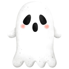 Watercolor Halloween Ghost Illustration Isolated on Transparent Background