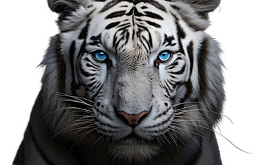 Close Up White Tiger transparent background. Generative AI