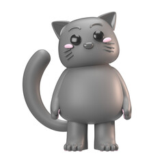3D grey cat standing