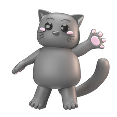 Obraz na płótnie Canvas 3D grey cat waving