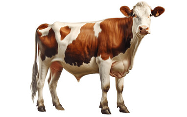 Brown and white color cow with transparent background. Generative AI