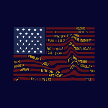 American flag typography slogan for t shirt printing, tee graphic design.  