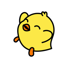 cartoon cute chicks in line art style and colored. isolated on white background. suitable for children's book element illustration, icon, etc. vector graphic.