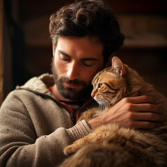 man with a cat