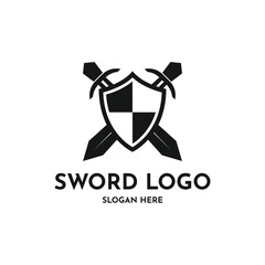Sword logo design creative ideas, sword logo design vintage badge