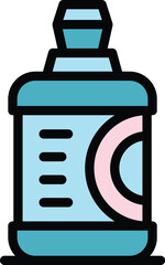 Kitchen clean bottle icon outline vector. Dish wash. Cleaner soap color flat