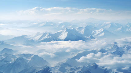 Aerial view from the aircraft to Caucasus Mountains