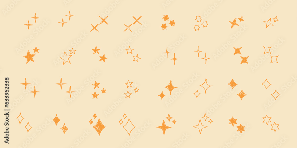 Wall mural stars set icons.shine icons. christmas vector symbols isolated.sparkle star icons..hand drawn vector