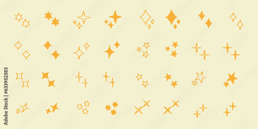 Wall mural stars set icons.shine icons. christmas vector symbols isolated.sparkle star icons..hand drawn vector